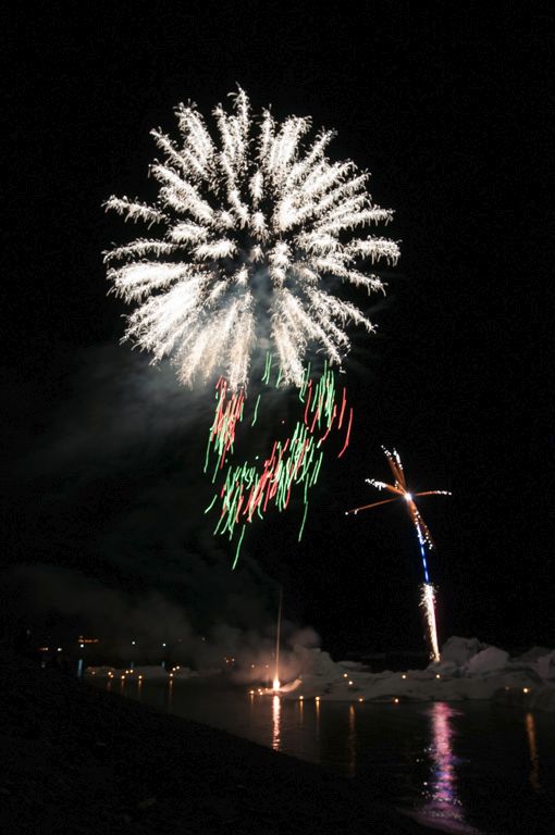 Feux d'artifice à Jökulsárlón