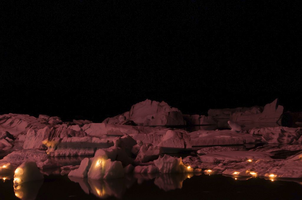 Feux d'artifice à Jökulsárlón